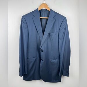 Ermenegildo Zegna Men Current Torin Blue Wool Blend Blazer Jacket Size 46L